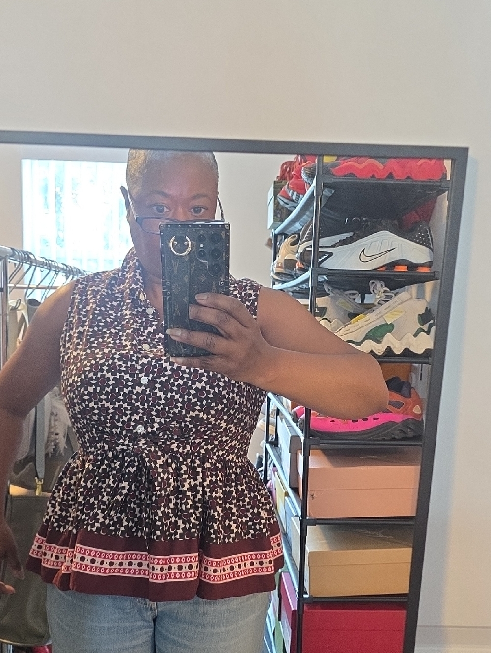 Sleeveless Burgundy Floral Peplum Top